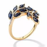 2.65 TCW Genuine Marquise-Cut Blue Sapphire Ring 18k Gold-plated Sterling Silver