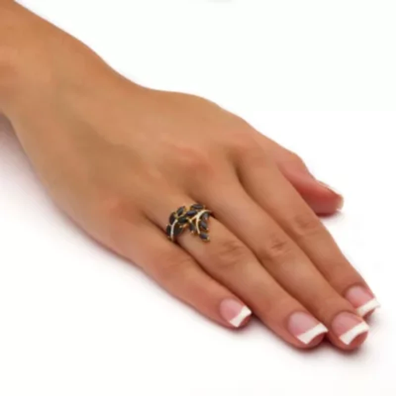 2.65 TCW Genuine Marquise-Cut Blue Sapphire Ring 18k Gold-plated Sterling Silver