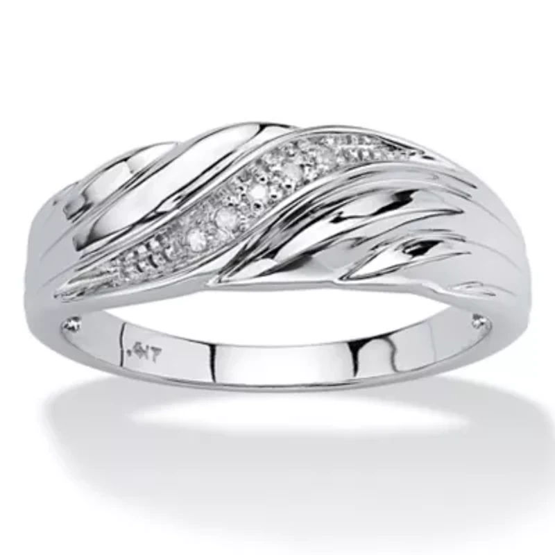 Men's Diamond Accent 10k Gold Swirled Wedding Band Ring