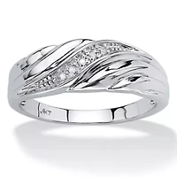 Men's Diamond Accent 10k Gold Swirled Wedding Band Ring