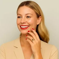 Marquise-Shaped Genuine Tiger's-Eye Yellow Gold-Plated Cocktail Ring