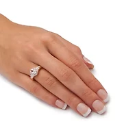 .82 Cttw Genuine Pink Morganite and Topaz Rose Gold-Plated Silver Halo Ring