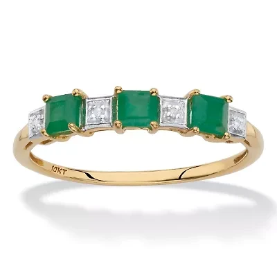 .67 Cttw. Princess-Cut Genuine Emerald Solid 10k Yellow Gold Ring