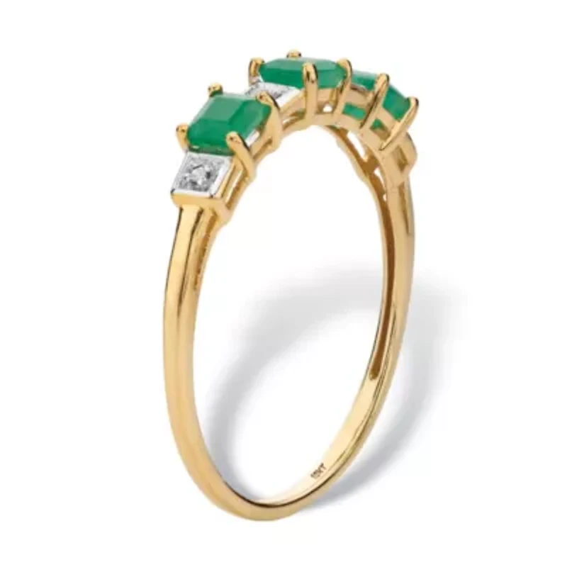 .67 Cttw. Princess-Cut Genuine Emerald Solid 10k Yellow Gold Ring