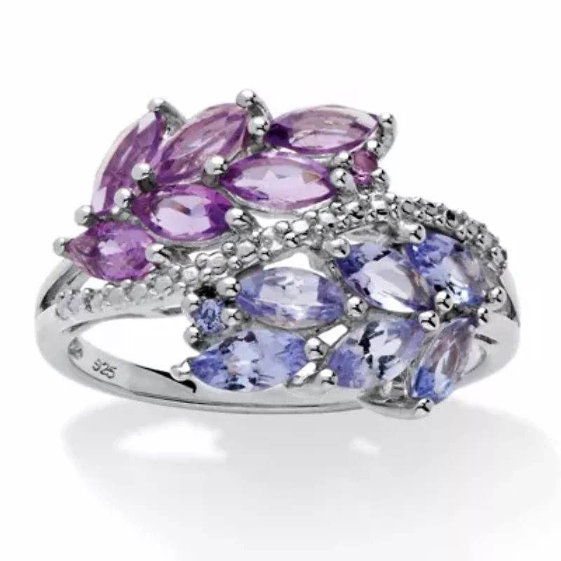 1.62 TCW Genuine Amethyst and Tanzanite Ring .925 Sterling Silver