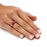 1 TCW Oval-Cut Ruby and Diamond Accent Three Stone Ring 10k Gold