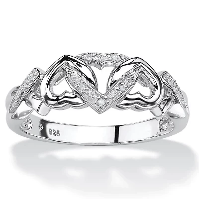 Diamond Accent Interlocking Hearts Ring Platinum-plated Sterling Silver