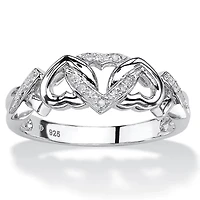 Diamond Accent Interlocking Hearts Ring Platinum-plated Sterling Silver