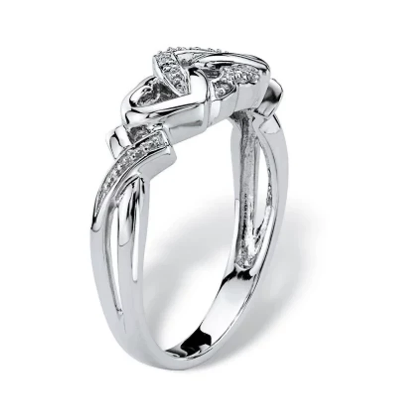 Diamond Accent Interlocking Hearts Ring Platinum-plated Sterling Silver