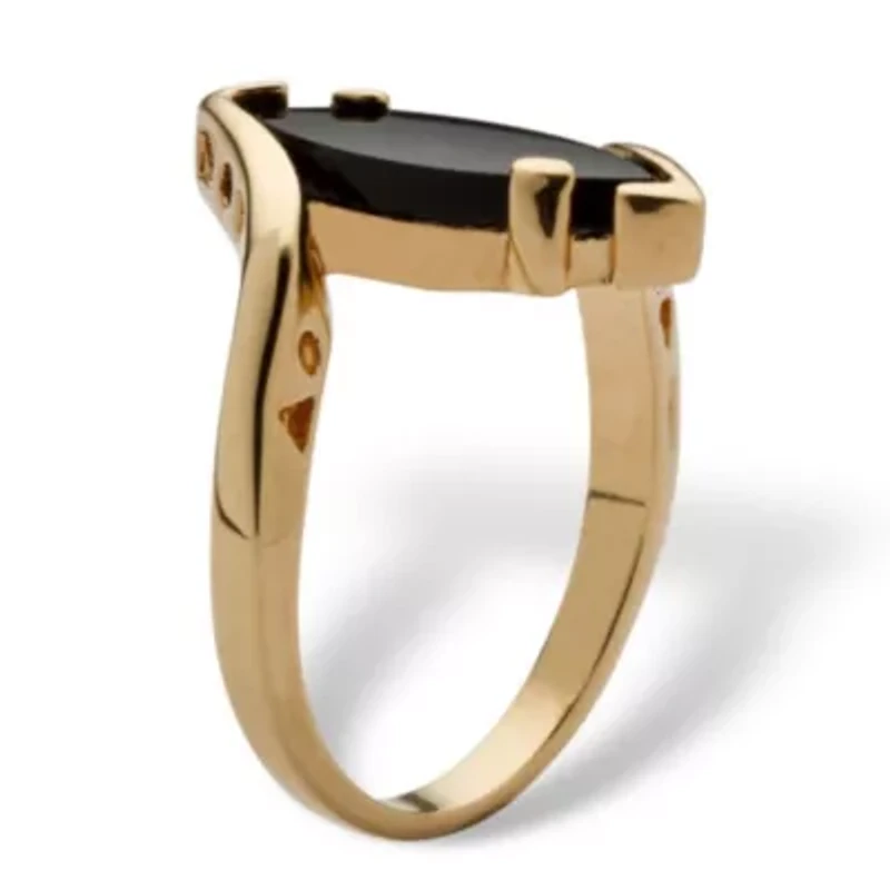 18k Gold Plated Genuine Onyx Ring