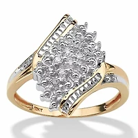 Diamond Accent Cluster Bypass Ring Solid 10k Gold