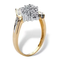 Diamond Accent Cluster Bypass Ring Solid 10k Gold