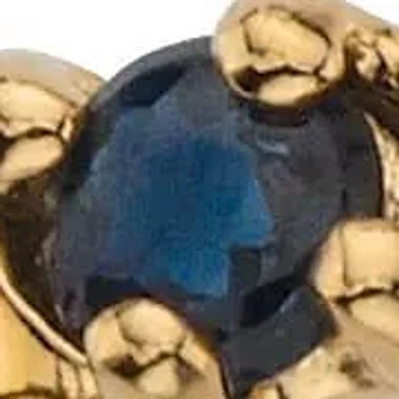 .32 Cttw. Round Genuine Sapphire Diamond Accent Solid 10k Yellow Gold Ring