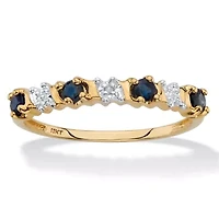 .32 Cttw. Round Genuine Sapphire Diamond Accent Solid 10k Yellow Gold Ring