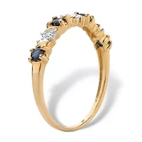 .32 Cttw. Round Genuine Sapphire Diamond Accent Solid 10k Yellow Gold Ring