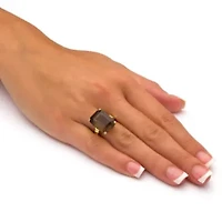 10.75 TCW Genuine Smoky Quartz Gold-Plated Step-Top Ring