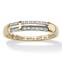 Men's Diamond Accent "Lord's Prayer" Cross Wedding Band 10k Yellow Gold