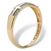 Men's Diamond Accent "Lord's Prayer" Cross Wedding Band 10k Yellow Gold