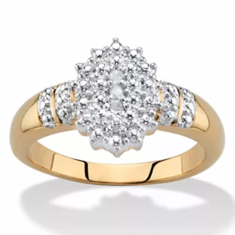 Pave Diamond Accent Two-Tone 18k Gold-Plated Cluster Ring