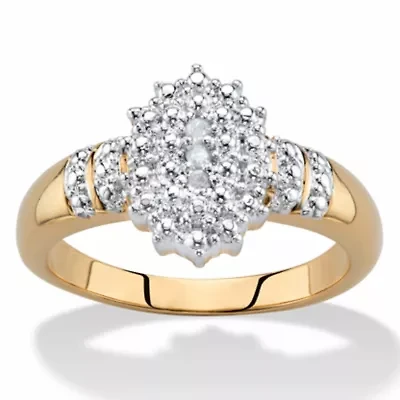 Pave Diamond Accent Two-Tone 18k Gold-Plated Cluster Ring