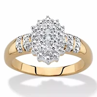 Pave Diamond Accent Two-Tone 18k Gold-Plated Cluster Ring