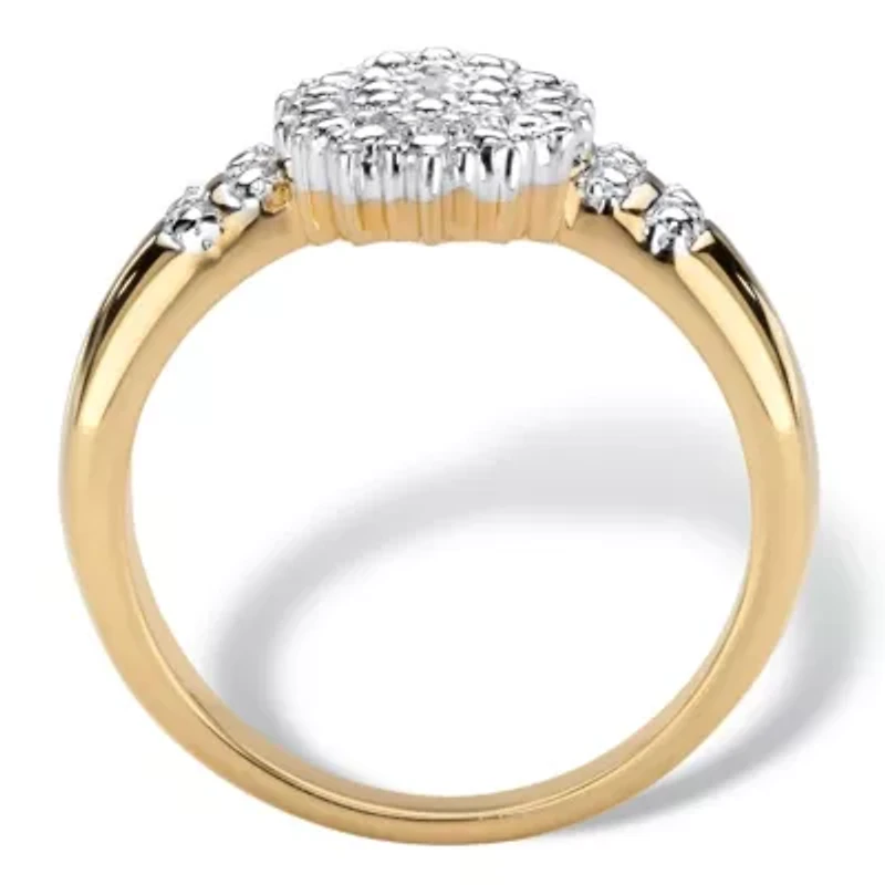 Pave Diamond Accent Two-Tone 18k Gold-Plated Cluster Ring