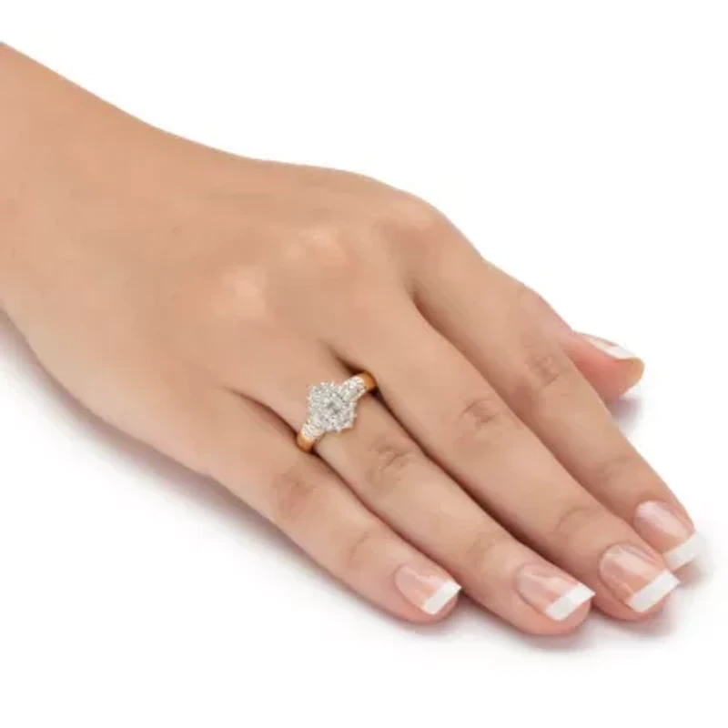 Pave Diamond Accent Two-Tone 18k Gold-Plated Cluster Ring