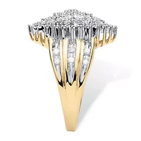 1/3 TCW Round Diamond Marquise-Shaped Cluster Ring Solid 10k Yellow Gold