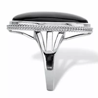 Genuine Black Onyx Sterling Silver Oval Cabochon Ring