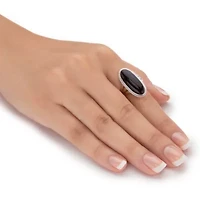 Genuine Black Onyx Sterling Silver Oval Cabochon Ring