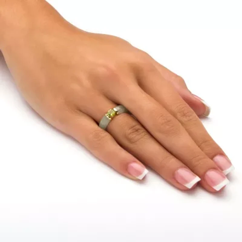 .50 TCW Round Green Peridot and Genuine Jade 10k Yellow Gold Cabochon Ring