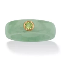 .26 TCW Round Genuine Peridot and Green Jade Ring 10k Gold