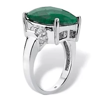 8.80 Cttw Genuine Emerald and White Tanzanite Sterling Silver Cocktail Ring