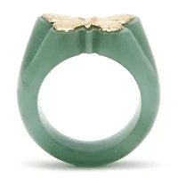 Genuine Green Jade 14k Yellow Gold Butterfly Ring
