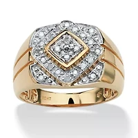 Men's 1/4 TCW Round Diamond Geometric Ring 10k Gold