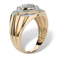 Men's 1/4 TCW Round Diamond Geometric Ring 10k Gold