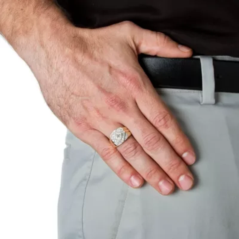 Men's 1/4 TCW Round Diamond Geometric Ring 10k Gold