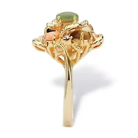 Coral, Opal, Jade, Onyx and Tiger's-Eye Cluster Ring Gold-Plated