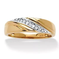 Men's 1/8 TCW Round Diamond Diagonal Ring 10k Gold