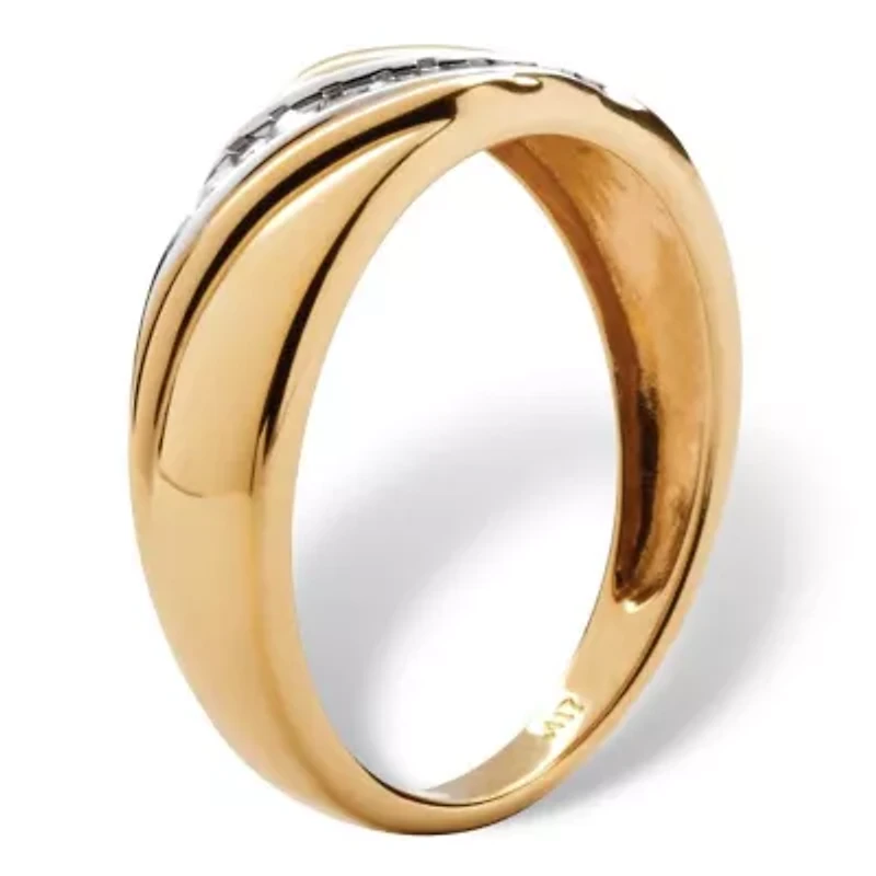 Men's 1/8 TCW Round Diamond Diagonal Ring 10k Gold