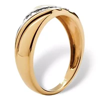 Men's 1/8 TCW Round Diamond Diagonal Ring 10k Gold
