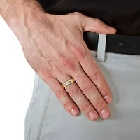 Men's 1/8 TCW Round Diamond Diagonal Ring 10k Gold