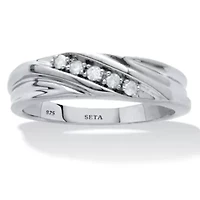 Men's .1 TCW Platinum-Plated Sterling Silver Diamond Band
