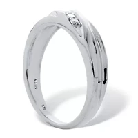 Men's .1 TCW Platinum-Plated Sterling Silver Diamond Band