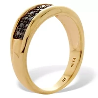 Men's .12 TCW Gold Over Sterling Silver Black Diamond Ring