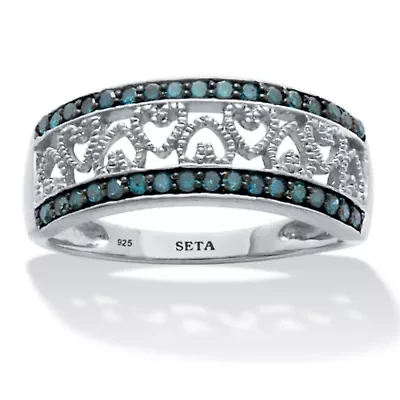 .25 TCW Blue Diamond Sterling Silver Interchanging Heart Ring