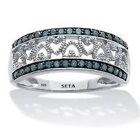 .25 TCW Blue Diamond Sterling Silver Interchanging Heart Ring