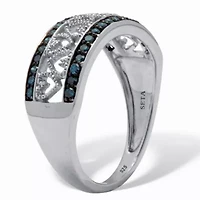 .25 TCW Blue Diamond Sterling Silver Interchanging Heart Ring