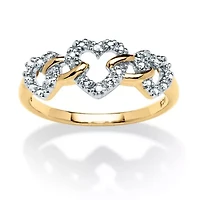 Diamond Accent Triple Heart Ring 18k Gold-plated Sterling Silver