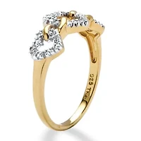 Diamond Accent Triple Heart Ring 18k Gold-plated Sterling Silver